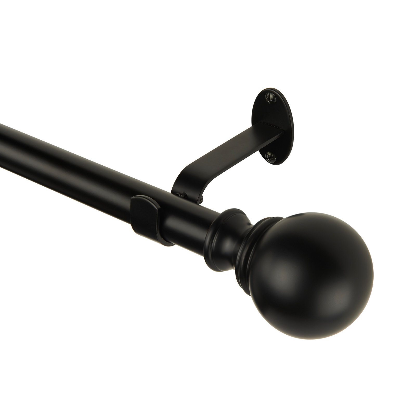 Darion Ball Finial Single Curtain Rod, Oil-Rubbed Bronze, 2.5" H x 86" W x 5" D