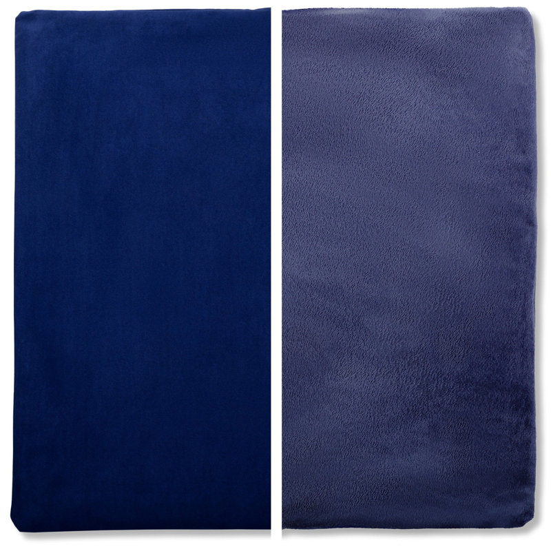 2 pièces luxueuses en duvet carré haut de gamme, Bleu foncé, 24 po x 24 po, Housse de coussin seulement - sans insert