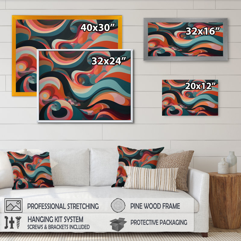 «Abstracted Forms in Balance II», reproduction sur toile, H 12 po x l 20 po x P 1 po, Cadre flottant noir