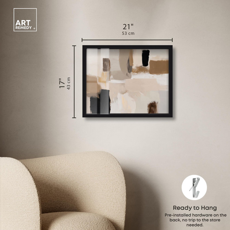 «Neutral Blocks Boho Decor Shadowbox» par Art Remedy, Noir, H 17 po x l 21 po
