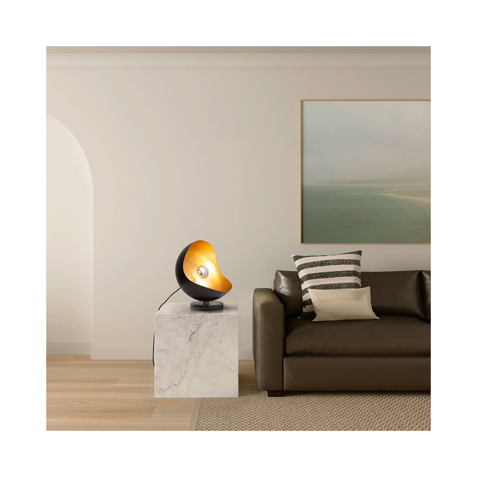 Saory 12" Table Lamp, Black, Black