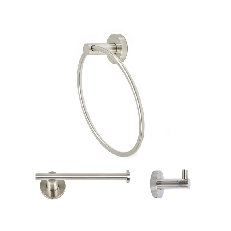 Ensemble de quincaillerie de salle de bain murale 3 pièces Venezia, Nickel brossé