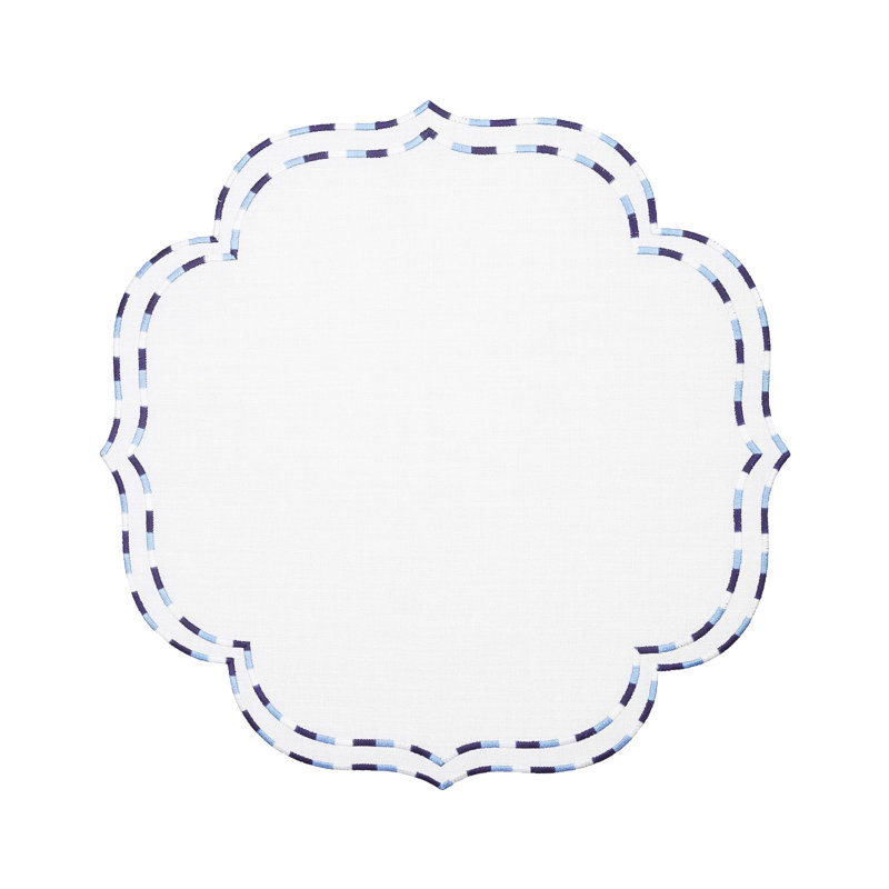 Chartian Cotton Embroidered Round, Blue
