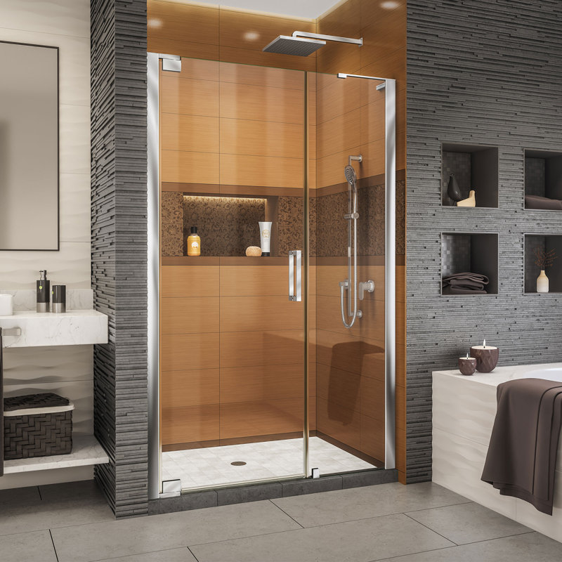 DreamLine Elegance-LS 41 1/4 - 43 1/4 inch W x 72 inch H Frameless Pivot Shower Door in Chrome, Chrome, 43.25"