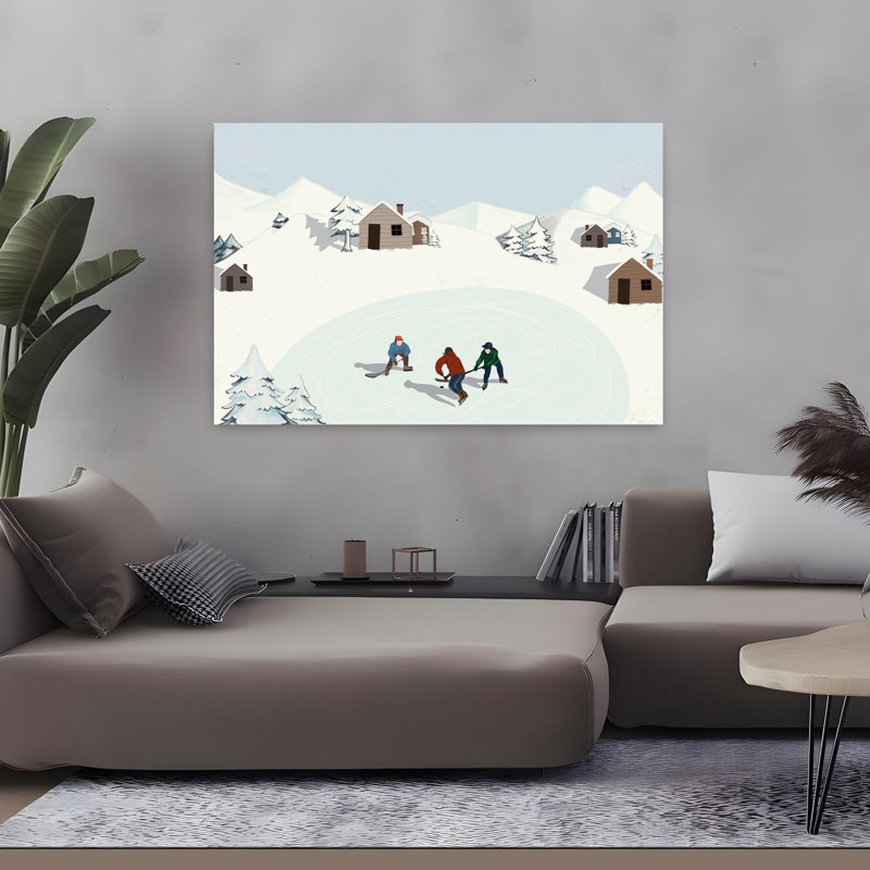 Art contemporain, paysage contemporain abstrait montagne, H 32 po x l 48 po