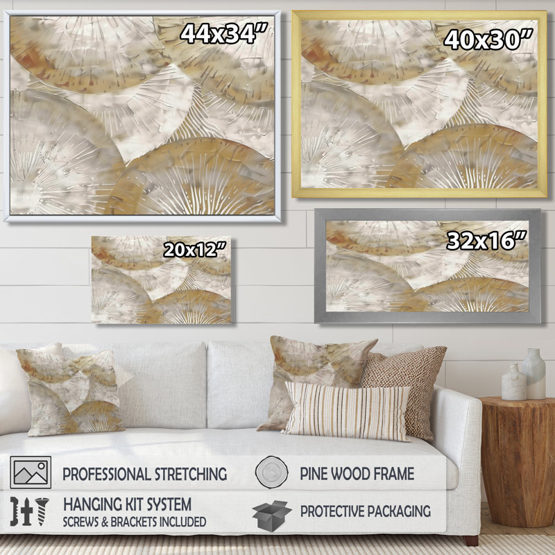 Mandala bohémien blanc et beige Simplicity II - Boho Mandala Decor Wall Art Living Room, Toile tendue, H 24 po x l 32 po