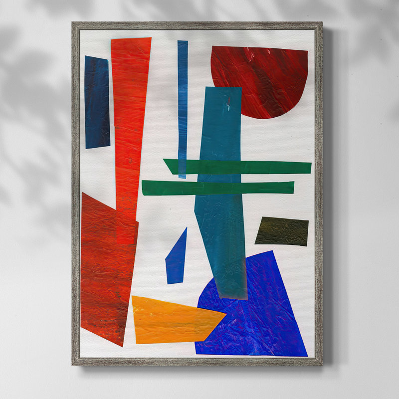 «Colorful Shapes IV», reproduction encadrée - bois massif, H 11 po x l 9 po