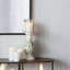 Grand bougeoir en céramique blanche avec motifs floraux verts, grand-465161826