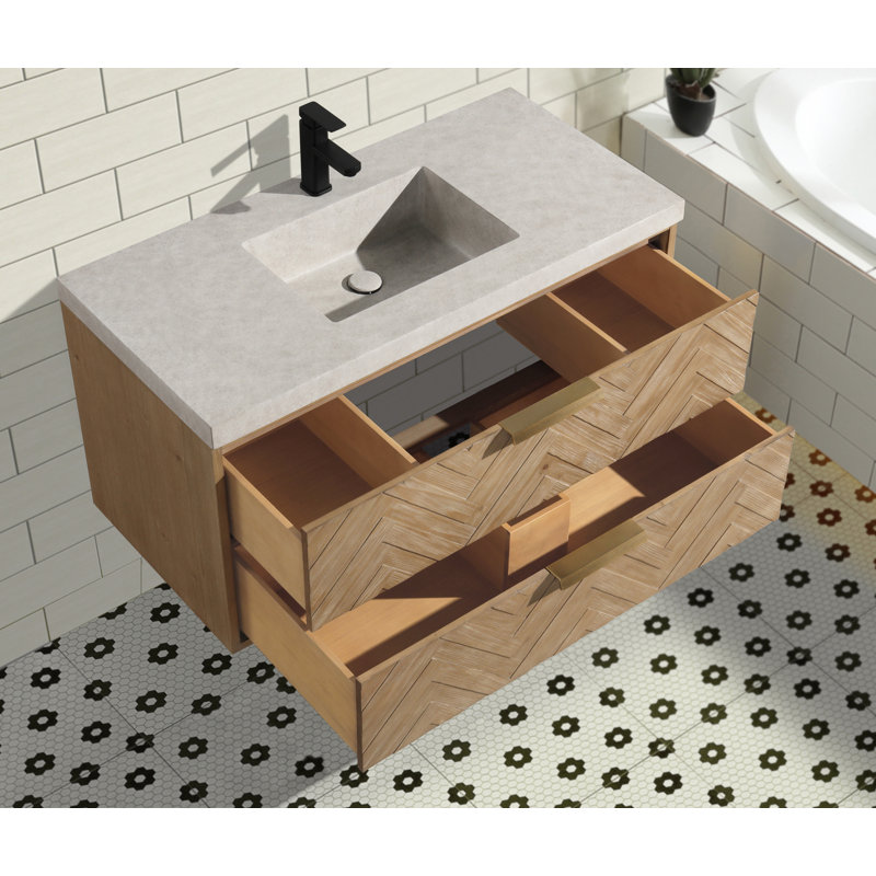 Carlsbad 42 " W 1 Single Vanity Bathroom Vanity With Concrete Top