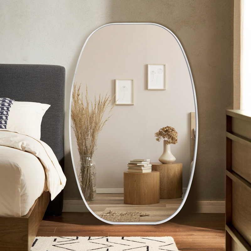 Miroir de salle de bain ovale, Argent argent, H 48 po x l 30 po