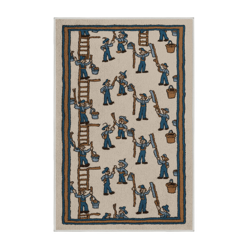 Machine Washable Transportation Beige Area Rug