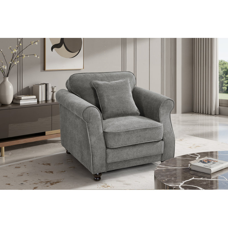 Hugo Upholstered Armchair, Dark Grey
