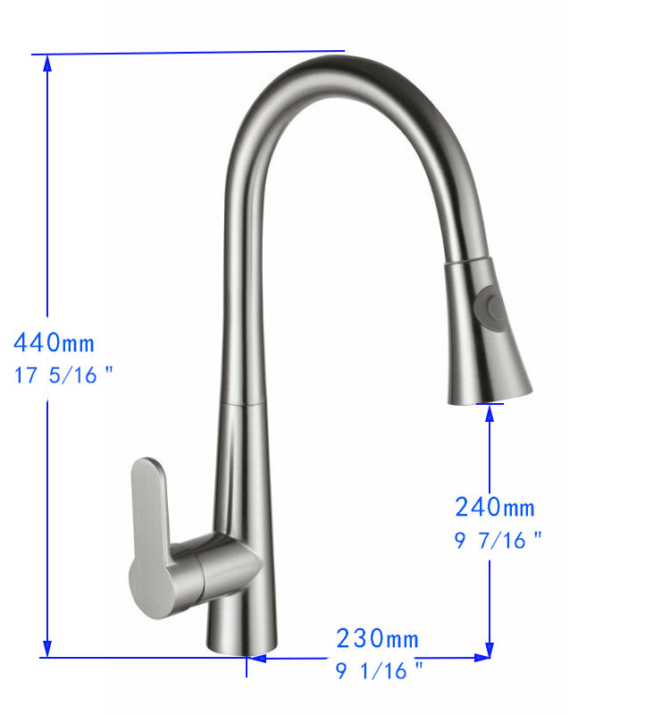 Single Handle Pull Down Sprayer Kitchen Faucet in Chrome, Chrome
