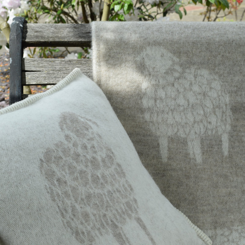 Evered Square Cushion Cover, Soft Brown/Off White