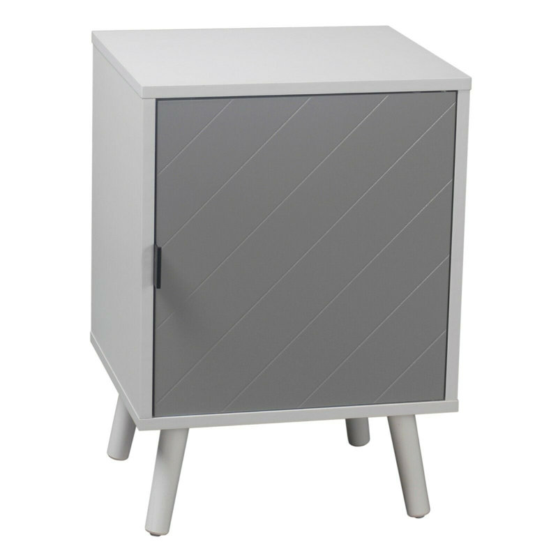 Dillard 40cm W Particle Board / Chipboard Bedside Table, White/Grey
