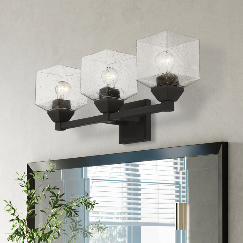 Éclairage pour meuble-lavabo à 3 lumières à intensité variable noir / nickel brossé Ashanni