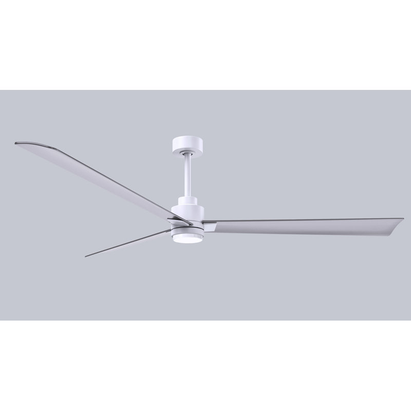 Ventilateur de plafond Alessandra, Nickel brossé, Blanc mat, 72"