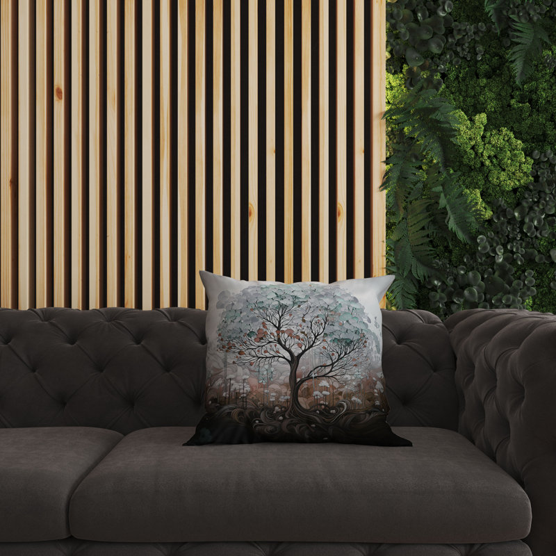 Coussin réversible Beautiful Tree Of Life, H 20 po x l 20 po, Bleu / Vert / Orange