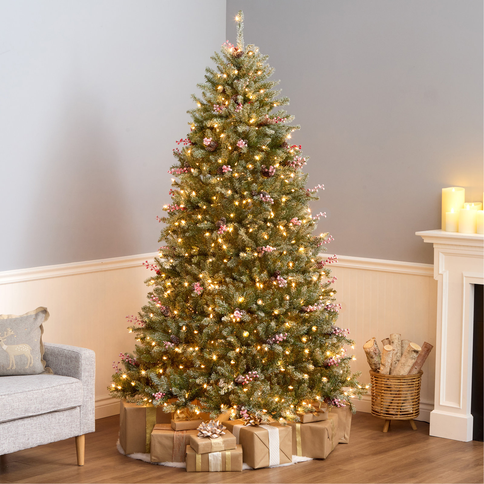 Pre-Lit Fir Christmas Tree, 7.5' H