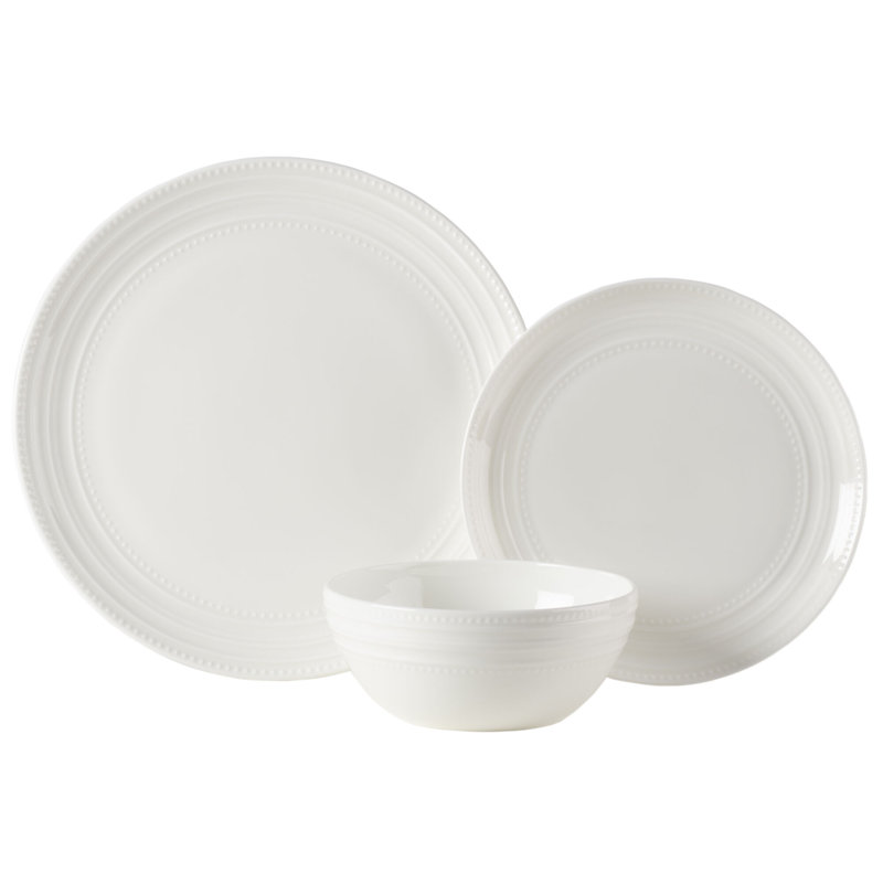 Kamryn 12-Piece Lightweight Chip-Resistant Bone China Dinnerware Set, Service for 4