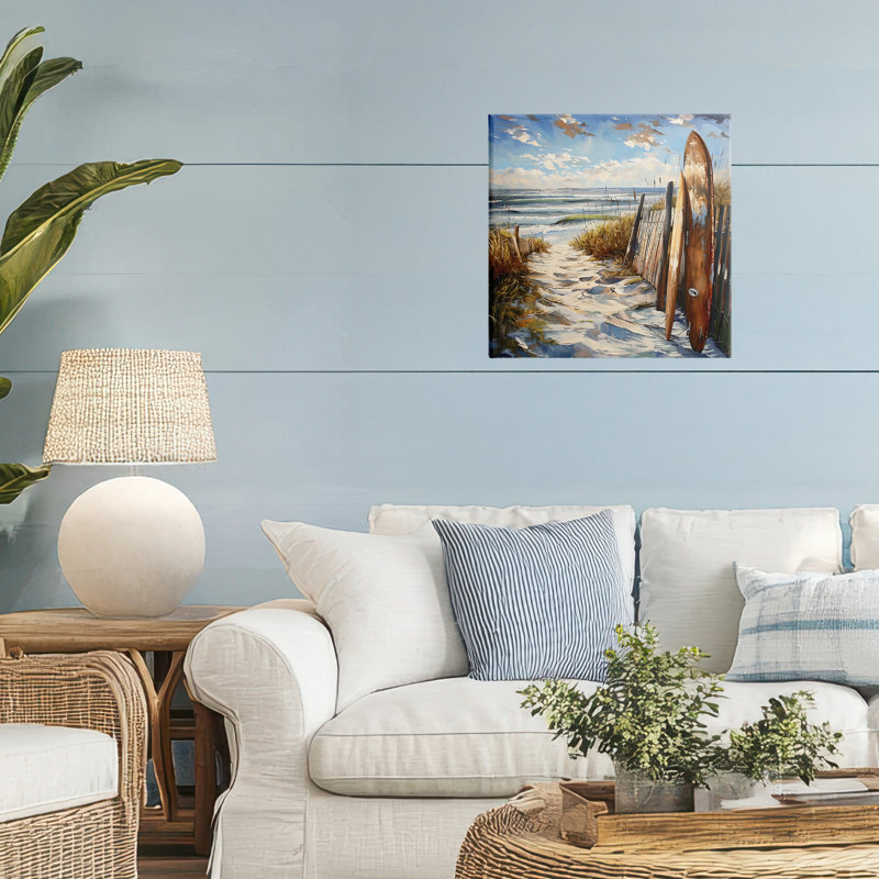 Time To Surf Beach Canvas, design par LSR Creative Studio, H 17 po x l 17 po