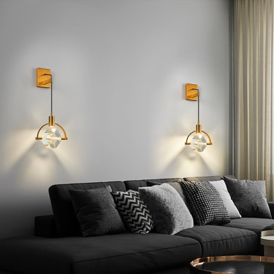 Modern Crystal Indoor Wall Sconce Luxury Gold Crystal Square Shape Wall Lamp for Hallway Living Room Bedroom