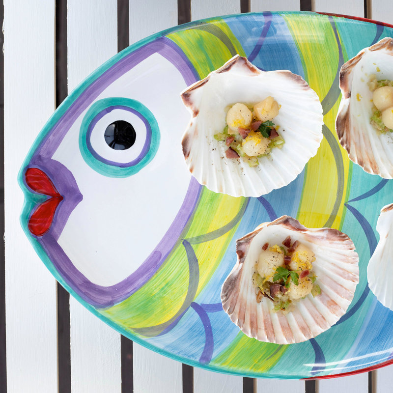 VIETRI Pesci Colorati Terra Bianca Platter