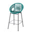 Tabouret de bar d'extérieur bleu sarcelle en faux osier, ensemble de 2