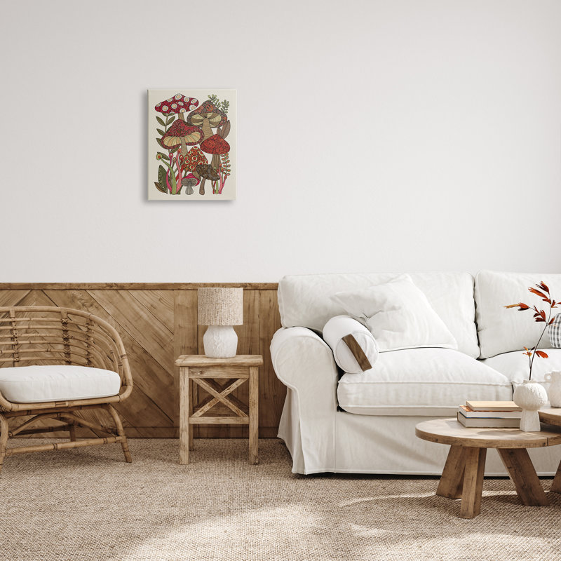 «Layered Mushroom Nature Botanicals Intricate Floral Patterns» par Valentina Harper - impression sur toile, Toile tendue