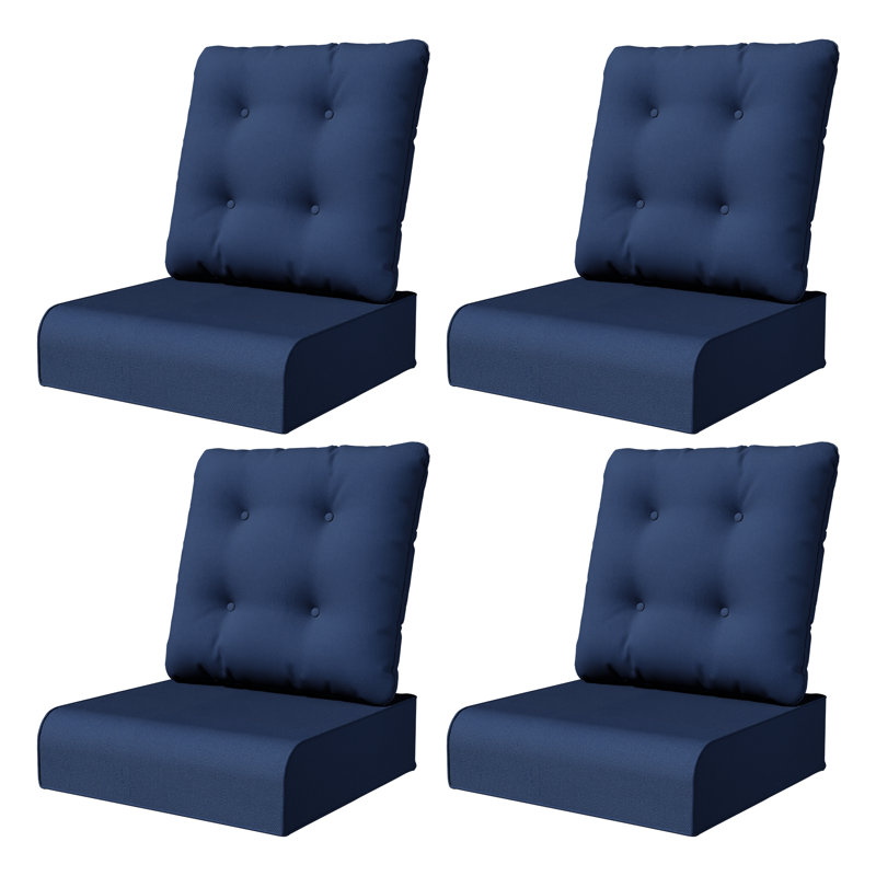 Adwin Outdoor 6" Deep Seat Olefin Cushion Set with Water & UV Resistant Cover (Cushions Only), Blue, 4