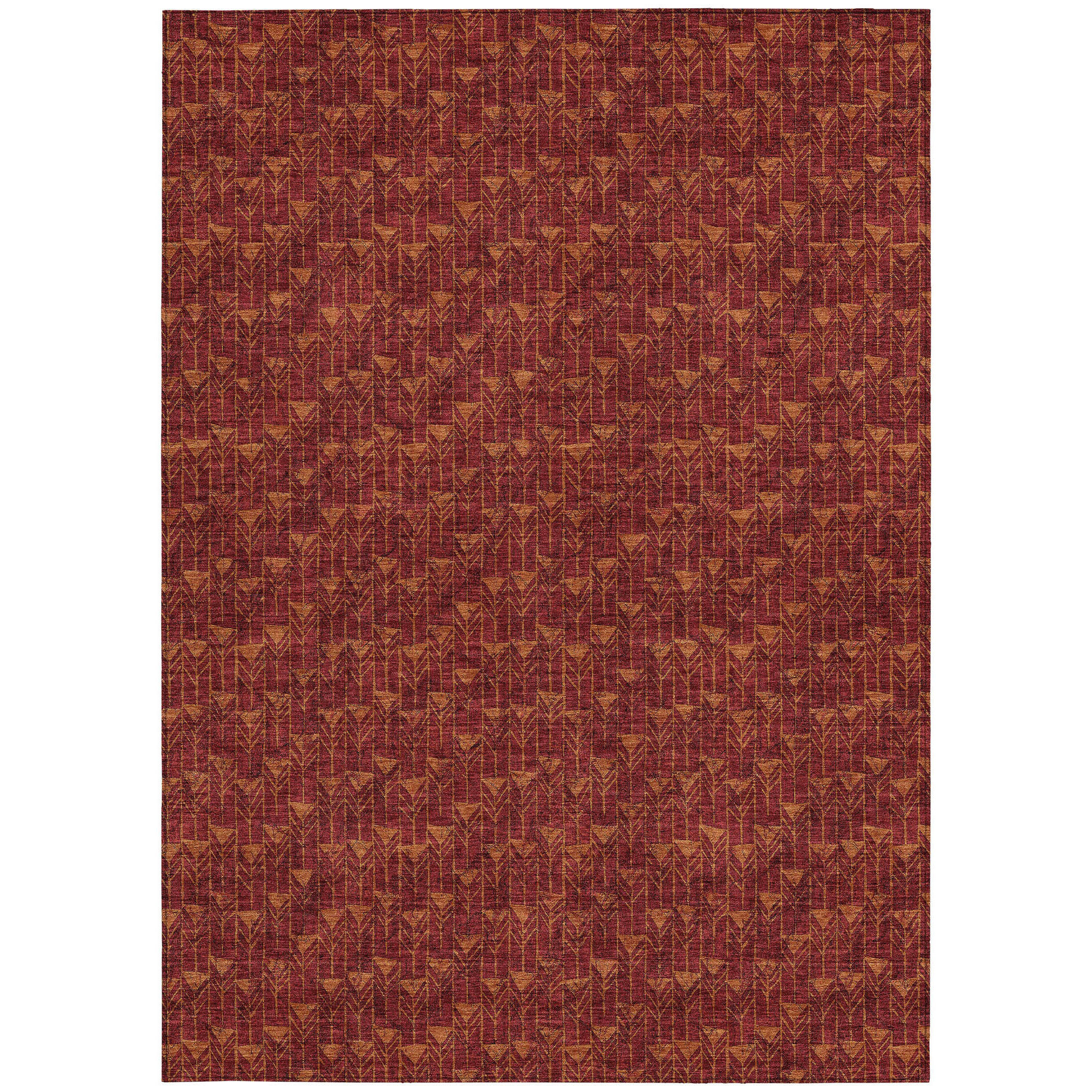 HomeRoots 10' X 14' Burgundy Geometric Washable Non Skid Indoor Outdoor ...