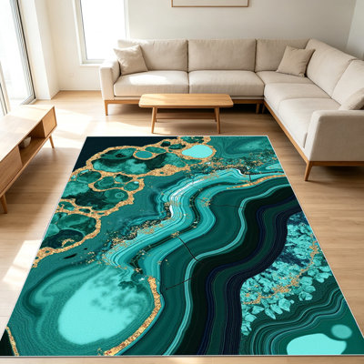 Tapis d'inspiration géode 1 pièce pour salon, doux et confortable, adapté à toutes les saisons, facile à entretenir, tapis de sol intérieur lavable à la machine, convient à la chambre à coucher, à la salle à manger, au bureau, au balcon, à la maison, au décor extérieur.