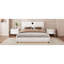 Lit luxueux avec revêtement en similicuir, lumières DEL pour une chambre éblouissante, tête de lit épaisse, haut-parleurs, sans sommier, texture blanche, lumières, épaissie-1880350260