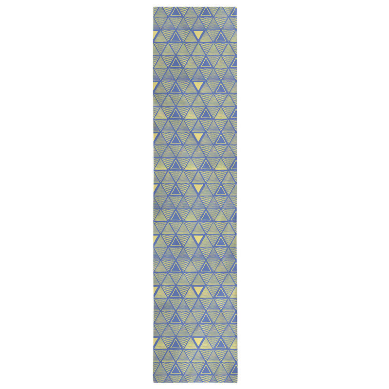 Chemin de table à triangles dessinés à la main Classic, 16 po x 90 po, Bleu/jaune