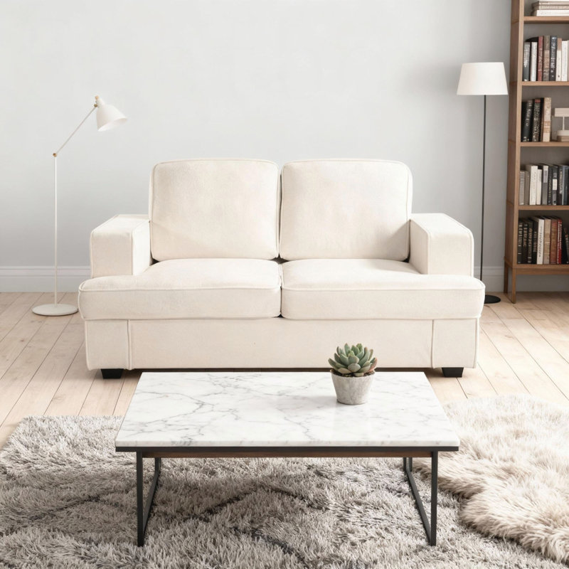 Soft upholstery cushion back Loveseat, Ivory