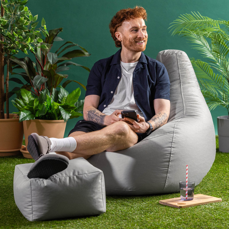 Veeva Recliner Bean Bag Chair & Pouffe, Light Grey