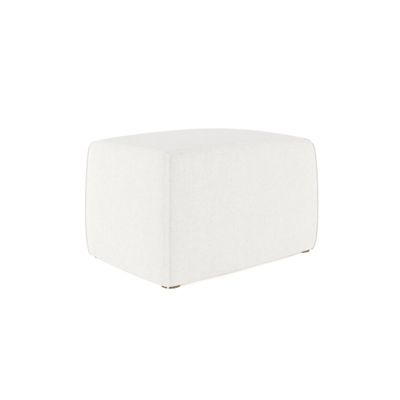 Varick Cube Ottoman, Plush Velvet Oyster, Weathered