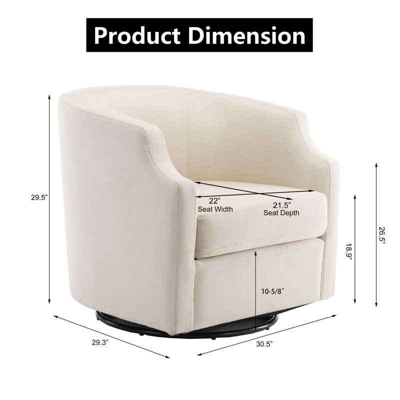 Fauteuil oscillant pivotant en tonneau de polyester bleu ciel avec bras à pinces - Collection Isabelle, Naturel