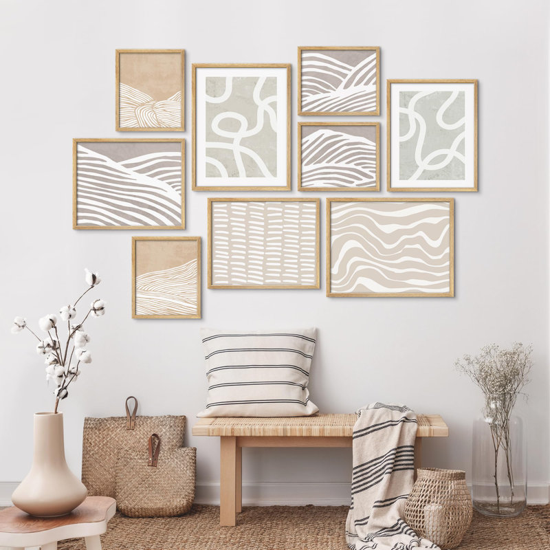 Minimalist Lines Neutral Abstract Line Illustrations Modern Art Small Decor