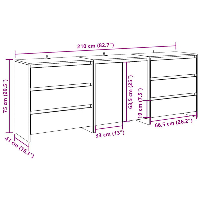 Gibelly 70cm Sideboard, Old Wood