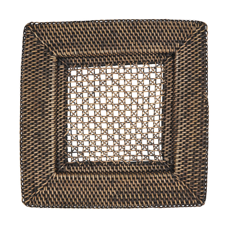 Assiette de présentation rustique fabriquée à la main (ensemble de 4), Brun
