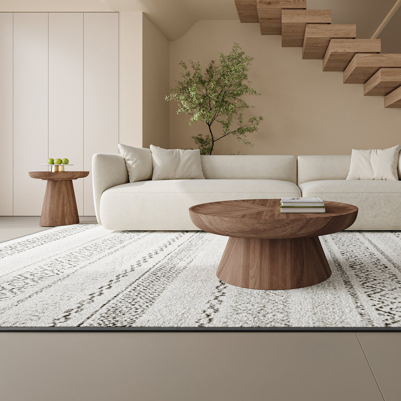 Round Brown Walnut Coffee Table Set of 2 for Living Room , Brown