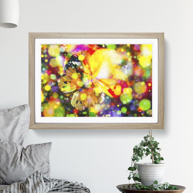 Butterfly Vol.2 - Picture Frame Painting, Oak Framed, 36cm H x 48cm W x 2cm D