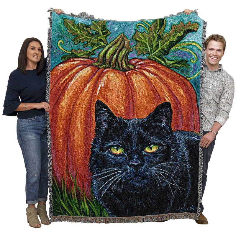 Couverture pour chat et citrouille Pure Country Weavers - fabriquée aux États-Unis (72 x 54)