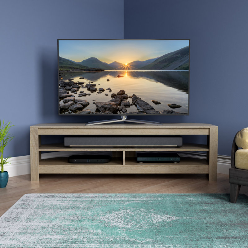 Aquene Corner TV Stand for TVs up to 65", Oak, 16.3"H x 55.1”L x 15.55”W