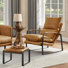 26.38'' W Full Grain Genuine Leather Lounge Armchair And Ottoman