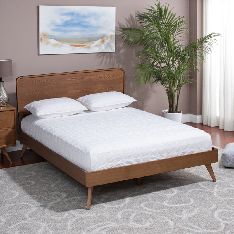 Chantol mid-century modern, King Platform Bed, Walnut Brown 79.1'' W X 82.1'' L X 58.3'' H, King