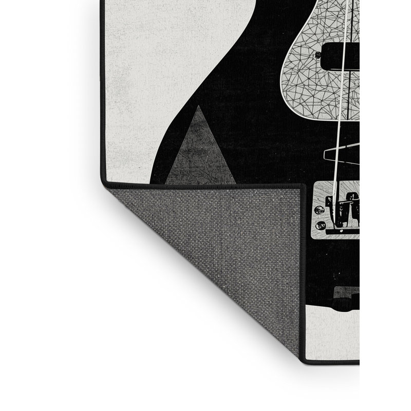 Tapis gris doux et moelleux à motif géométrique moderne et contemporain à motif de basse électrique Mondale, 2 pi x 3 pi