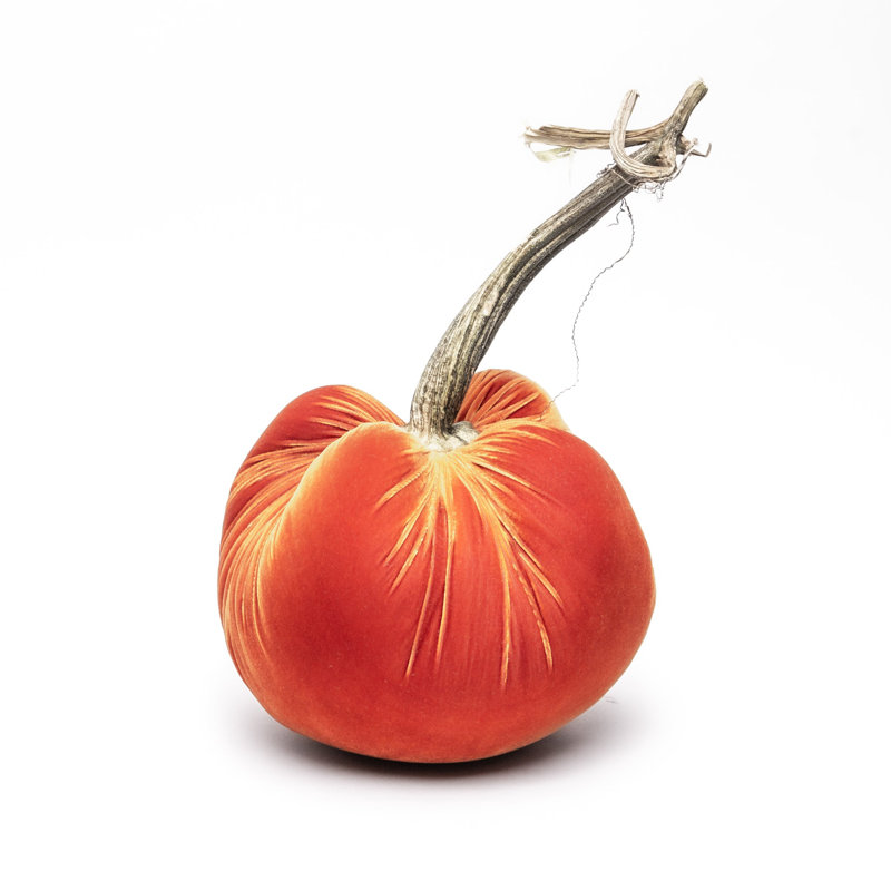 Persimmon Silk Velvet Pumpkin, 13" H x 11" W x 11" D
