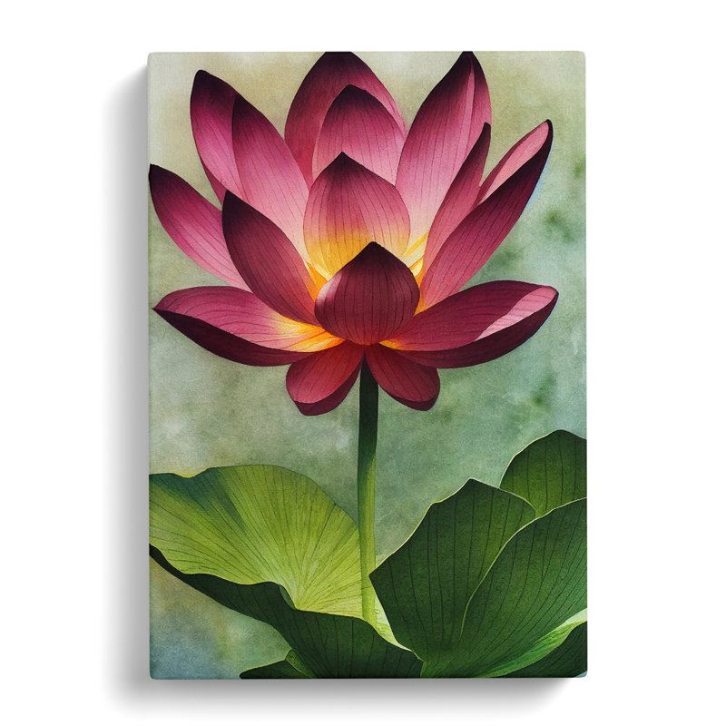 Watercolour Lotus Flower - Wrapped Canvas, 76cm H x 50cm W x 3cm D